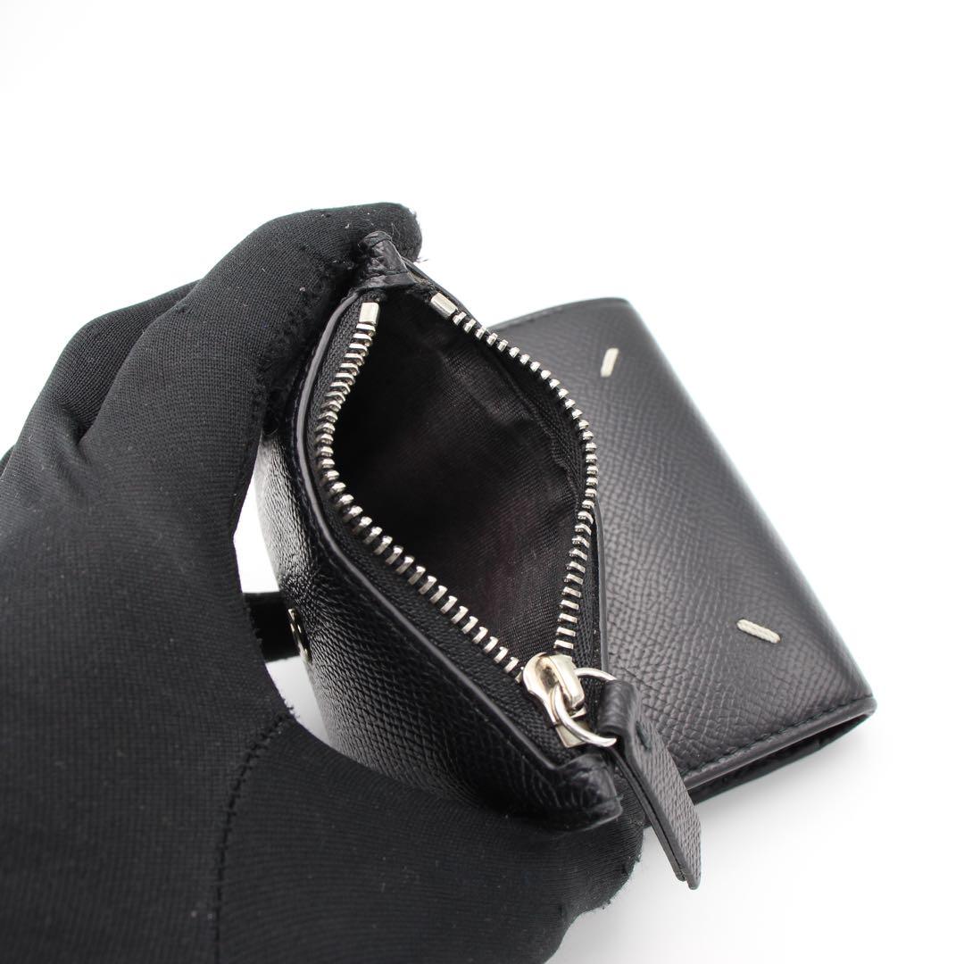 Maison Margiela 黒 レザー 三つ折り財布　シボ革