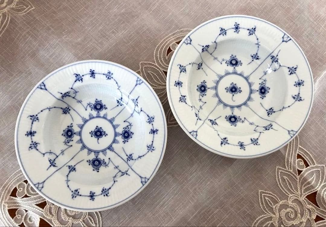 ブルーフルーテッド　プレイン　ディーププレート