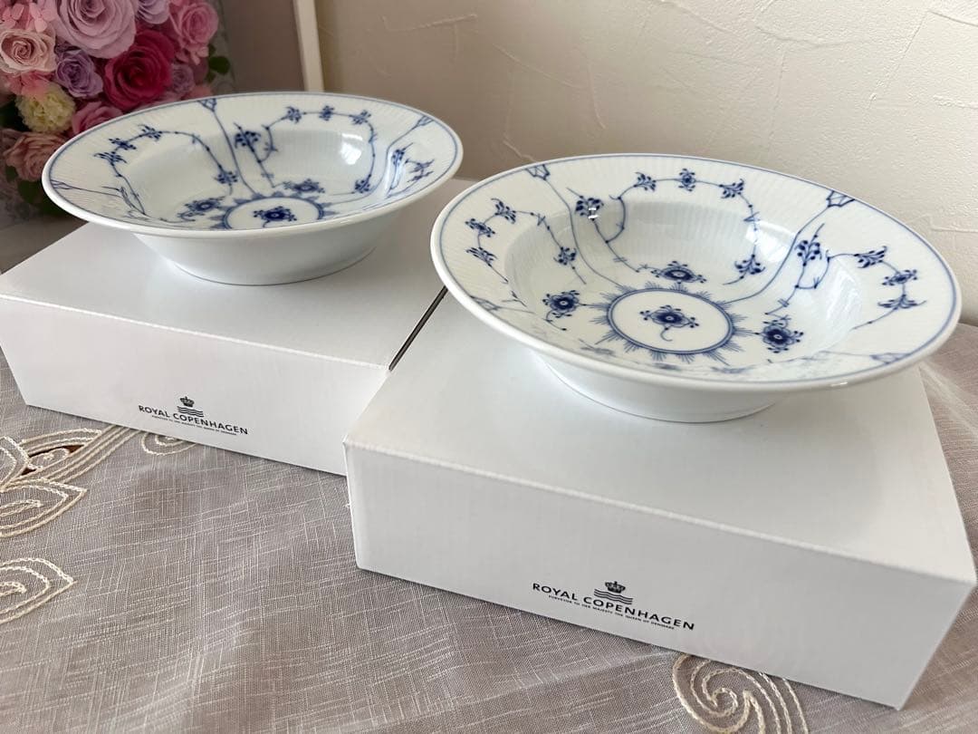 ブルーフルーテッド　プレイン　ディーププレート