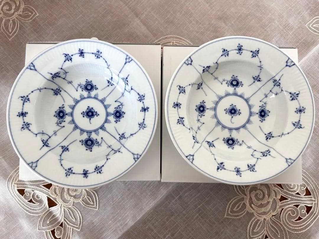 ブルーフルーテッド　プレイン　ディーププレート