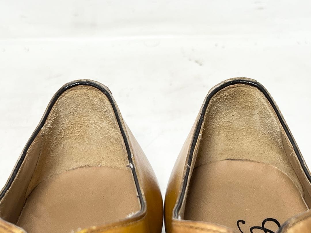 美品 イタリア製 Giancani 40 レザーホールカットシューズ キャメル