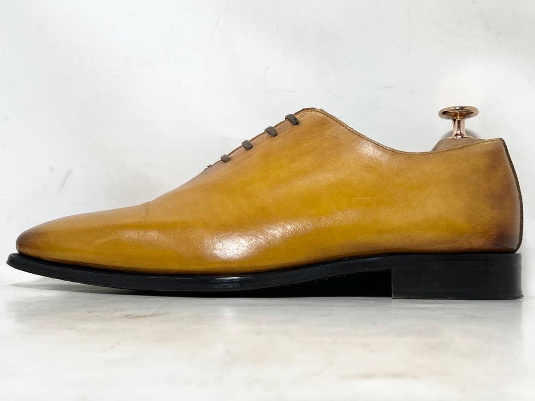 美品 イタリア製 Giancani 40 レザーホールカットシューズ キャメル