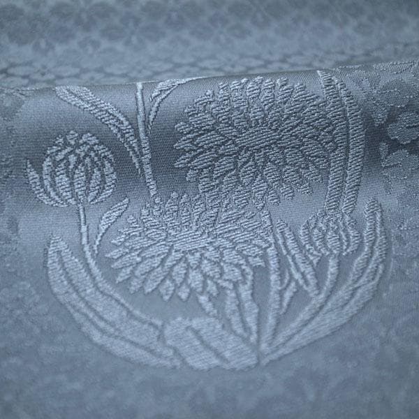 色無地 付下げ 付け下げ 着物 袷 グレー 地紋 裄68 Ｍ 中古 sn1516