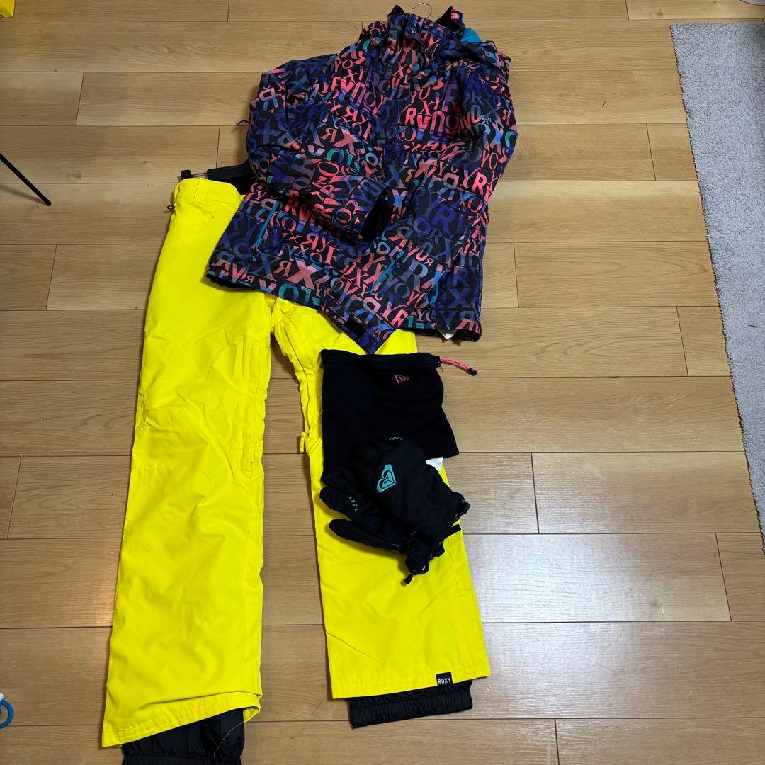 スノーボードウェア 女性用 イエロー パンツ マルチカラー ジャケット　roxy