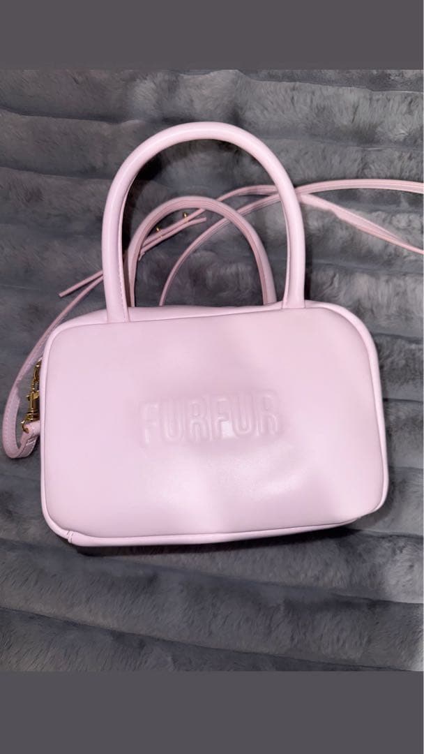 FURFUR スクエアボストンバッグ ピンク