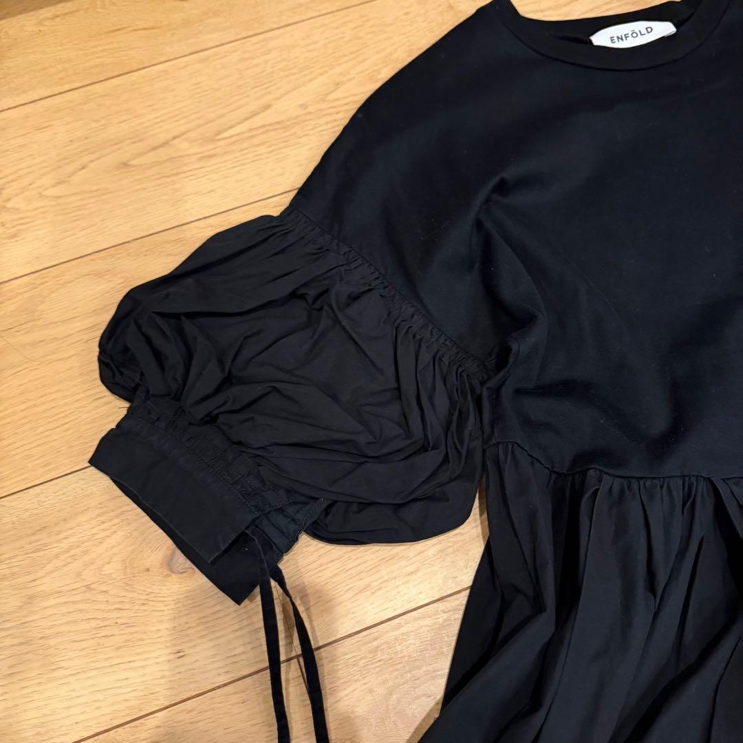 ENFOLD ブラック チュニック 五分袖