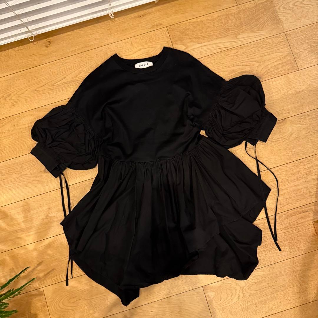 ENFOLD ブラック チュニック 五分袖