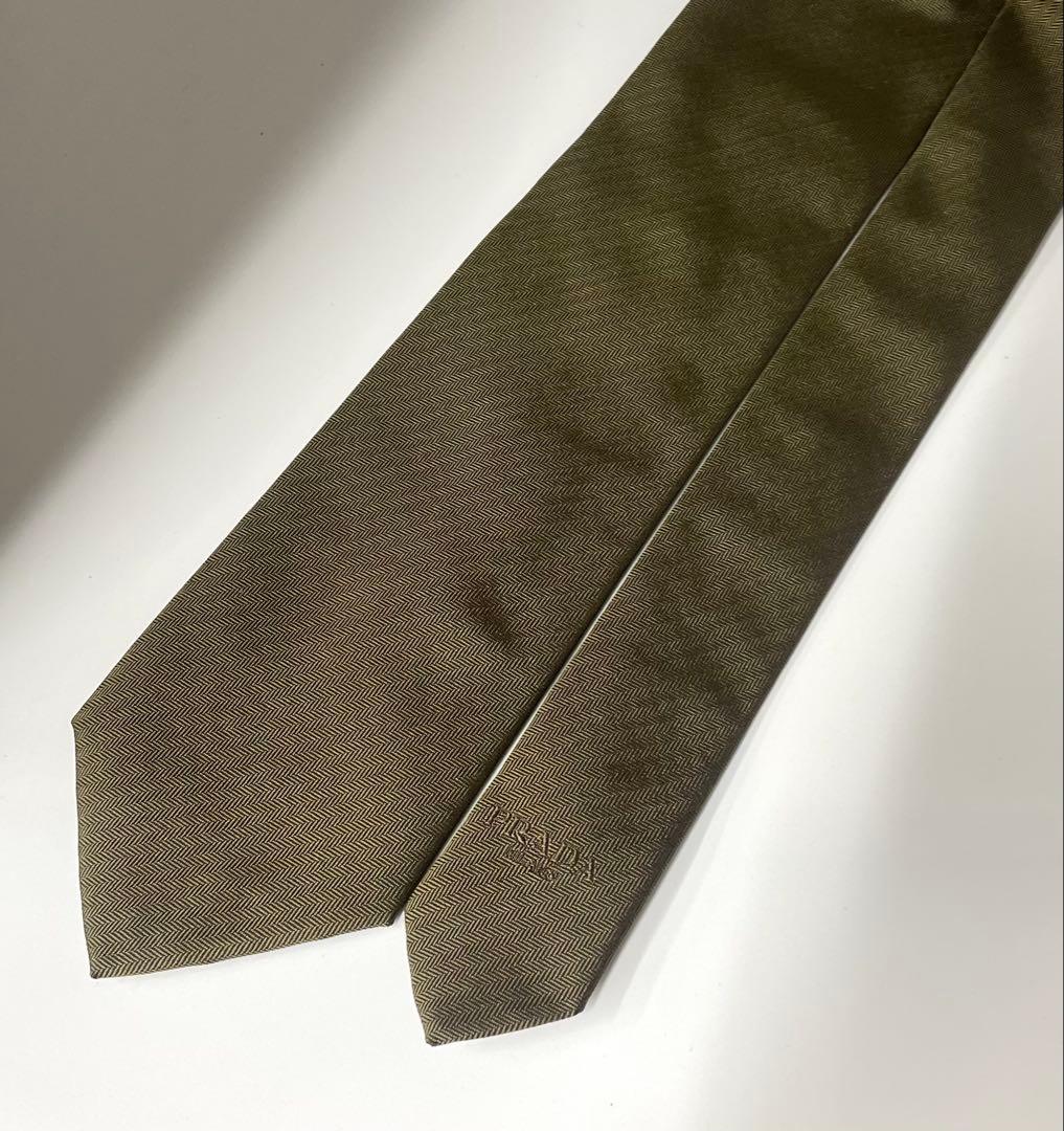 新品 プラダ ネクタイ ハイブランド ヘリンボーン ブラウン カーキ PRADA