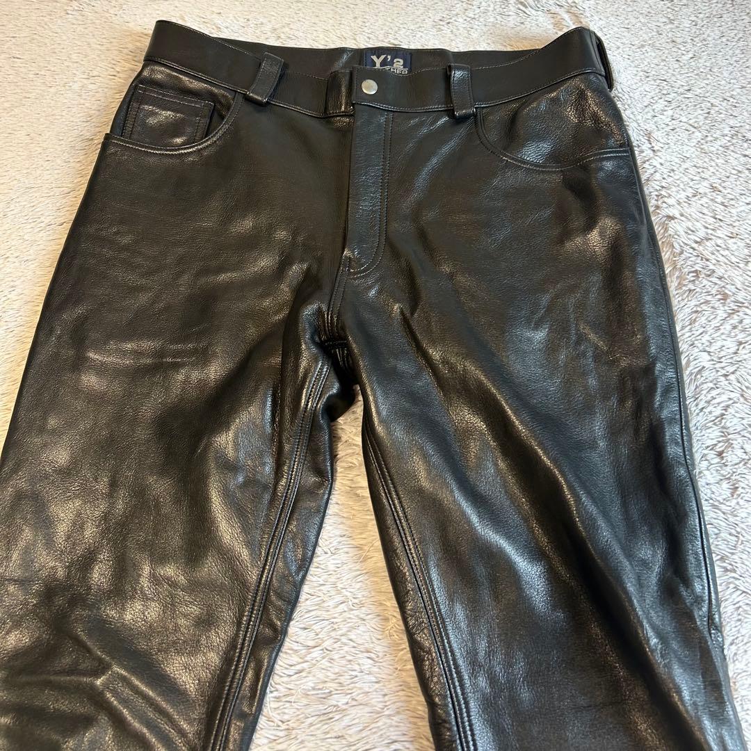Y'2 LEATHER ワイツーレザー レザーパンツ　34㌅ カウレザー　黒