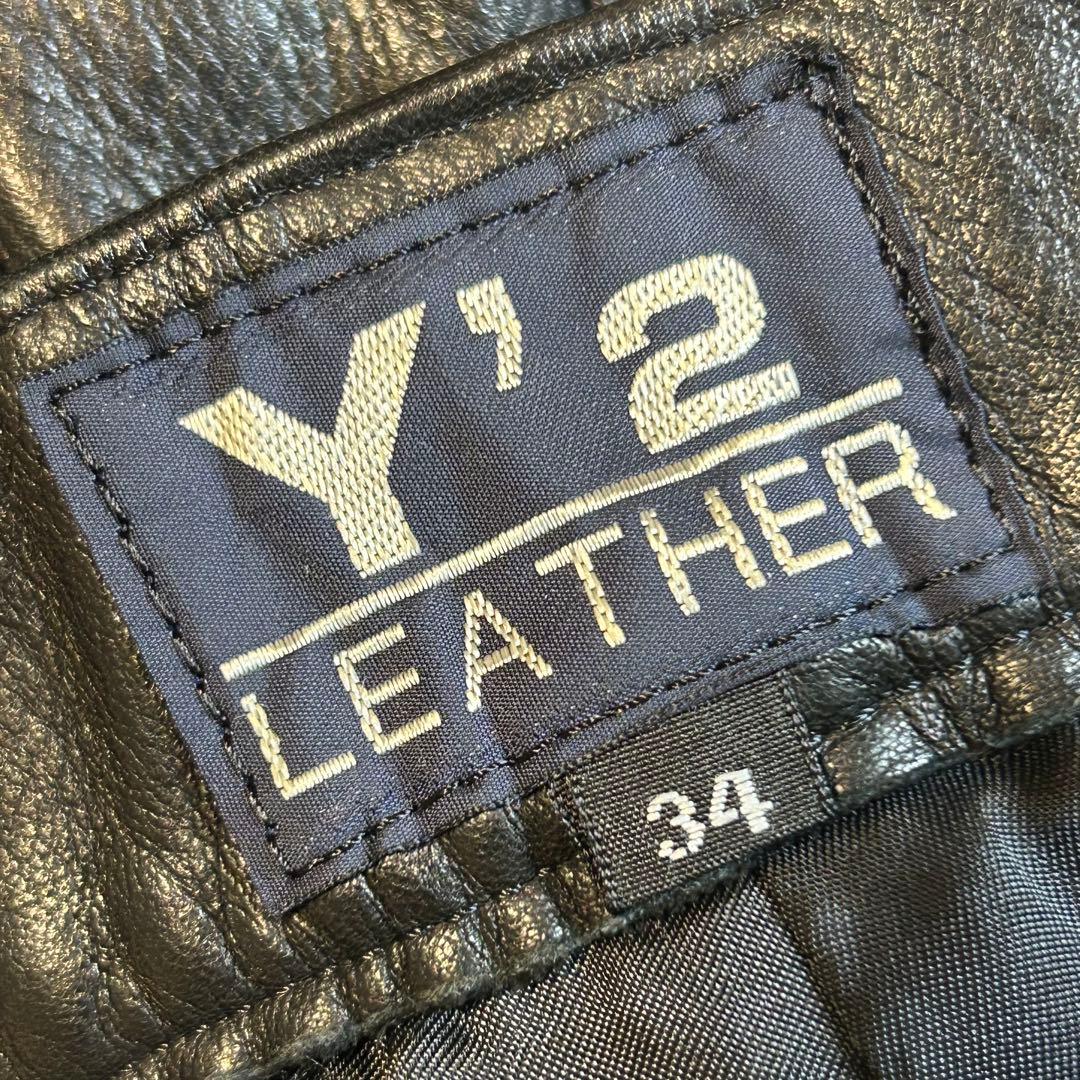 Y'2 LEATHER ワイツーレザー レザーパンツ　34㌅ カウレザー　黒