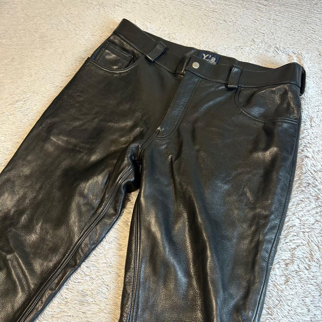 Y'2 LEATHER ワイツーレザー レザーパンツ　34㌅ カウレザー　黒
