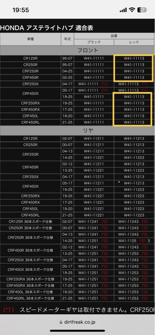 新品未使用 Z-WHEEL アステライトハブ フロント モトクロス CRF CR