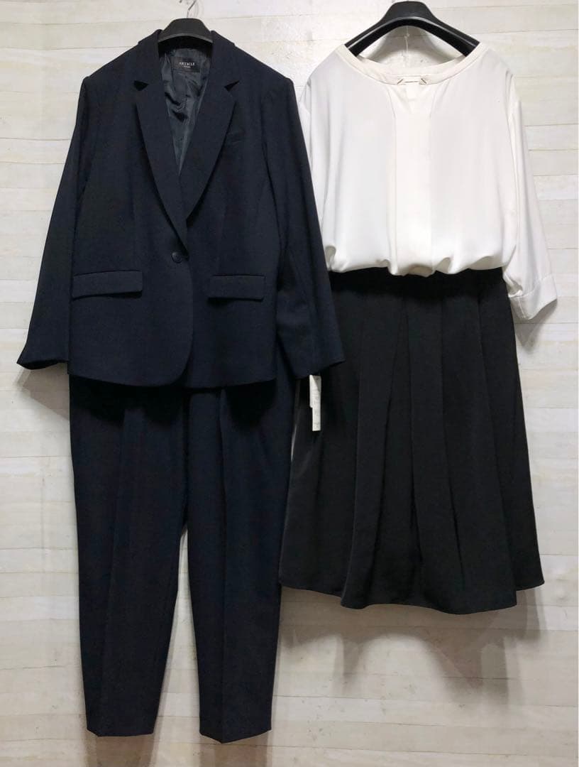 新品☆5L♪紺系♪お仕事からフォーマルまで着回しスーツ4点セット♪〇D101