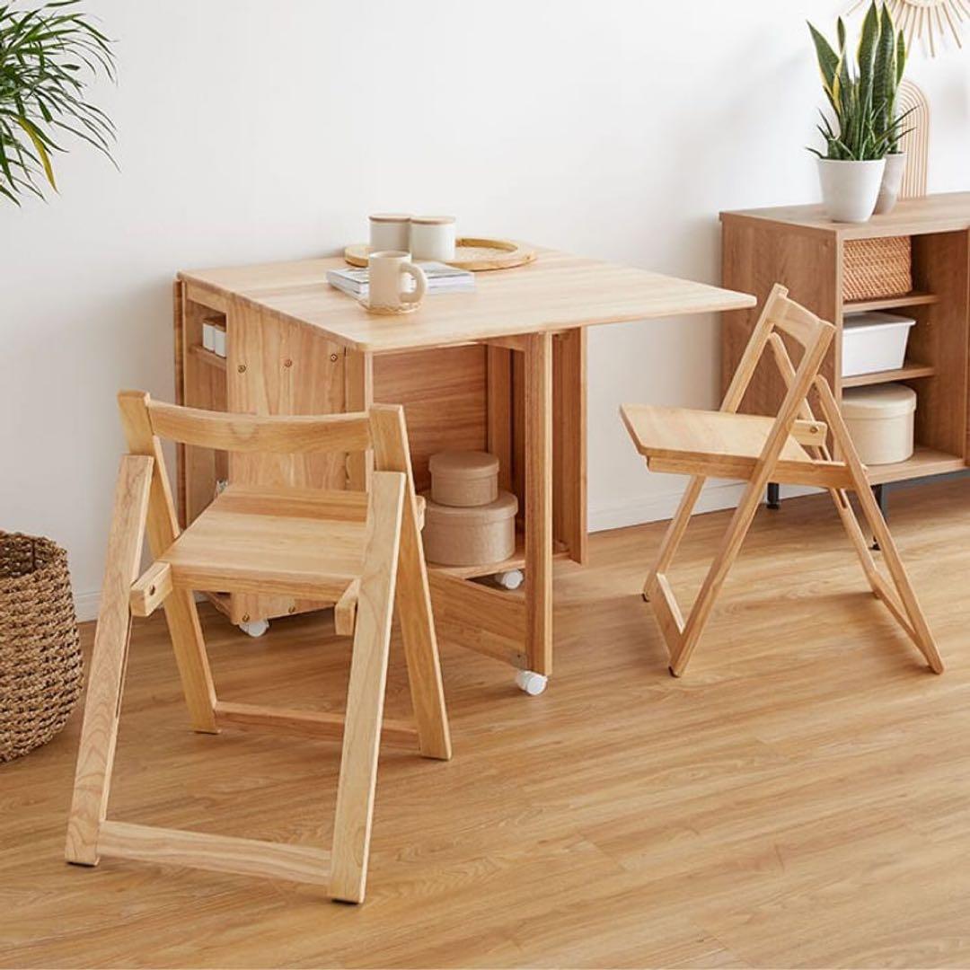 ロウヤ バタフライテーブル 折りたたみダイニングテーブルセット ナチュラル