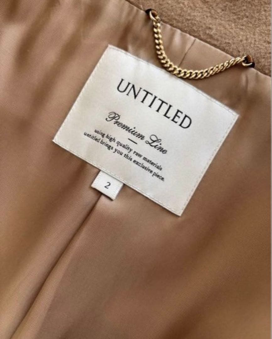 アンタイトル ロングコート ノーカラー コート ラップコート ブラウン M