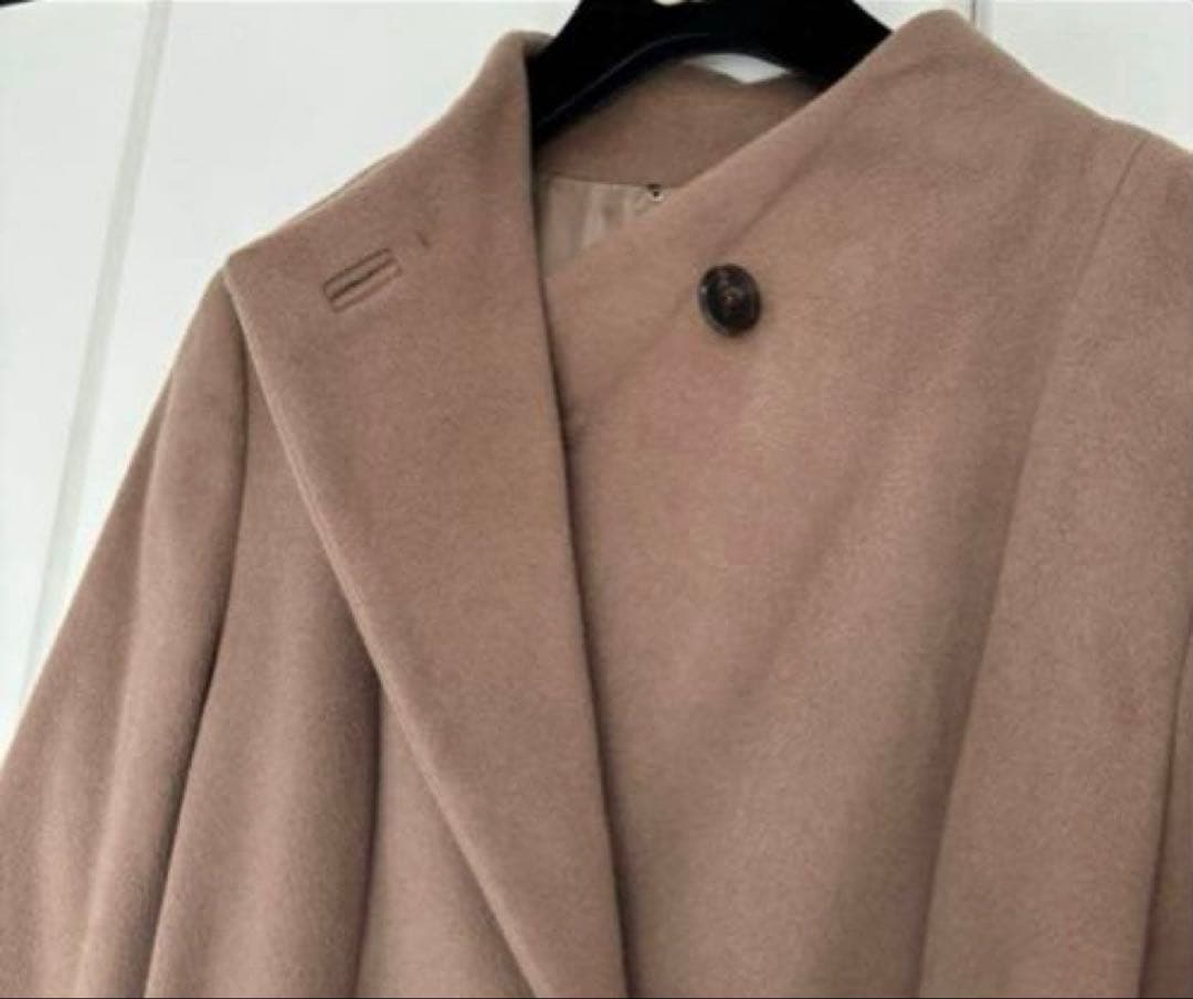 アンタイトル ロングコート ノーカラー コート ラップコート ブラウン M