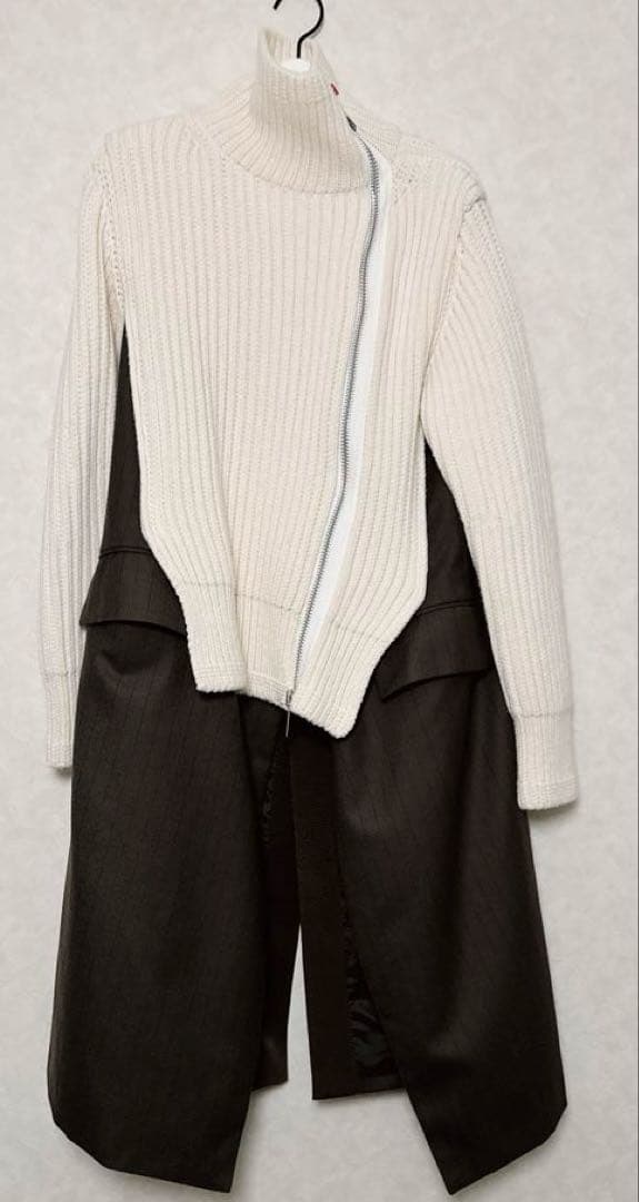 Sacai サカイ　✰極美品　クリーニング済　ニット　ドッキング　コート　ワンピ