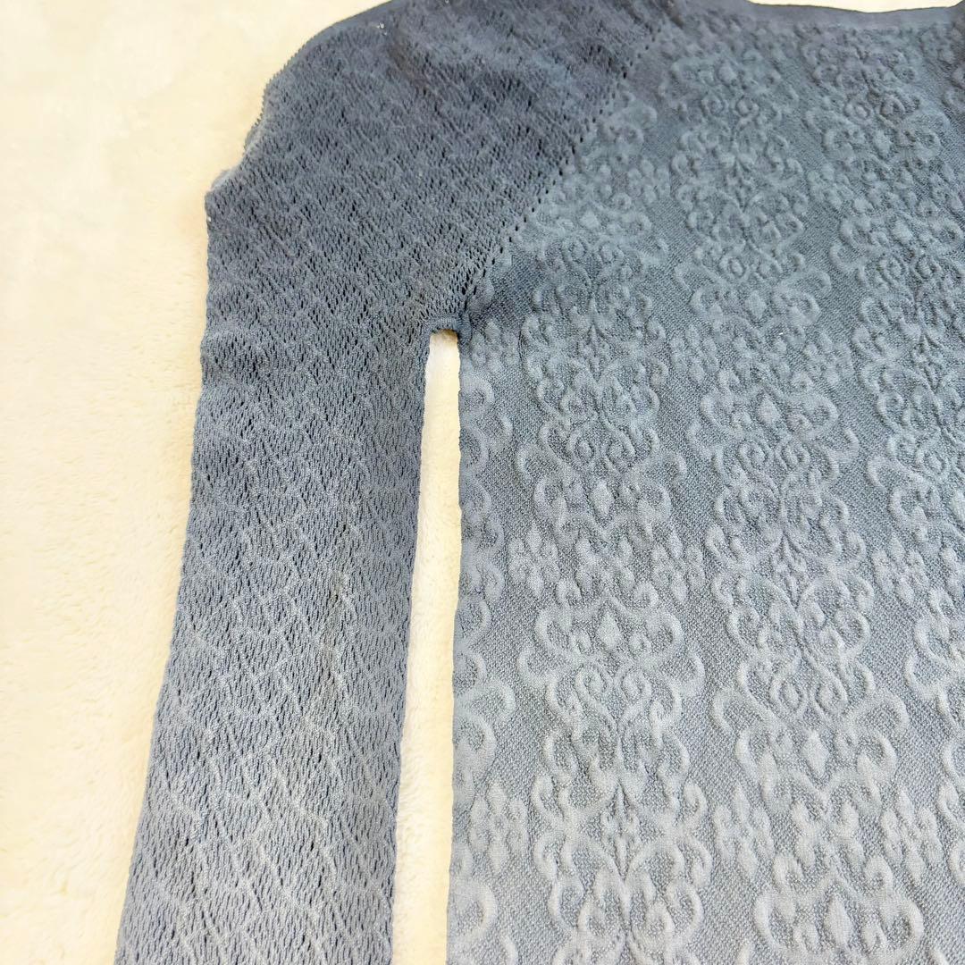 【新品】グラデーションクルーニットトップ 長袖 ノーソーイングニット チャコット