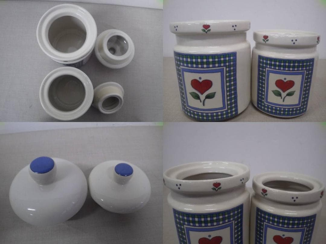 00 綺麗 陶器 キャニスター 6個セット 動物 ぶた 牛 イラスト