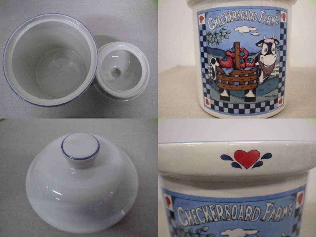 00 綺麗 陶器 キャニスター 6個セット 動物 ぶた 牛 イラスト