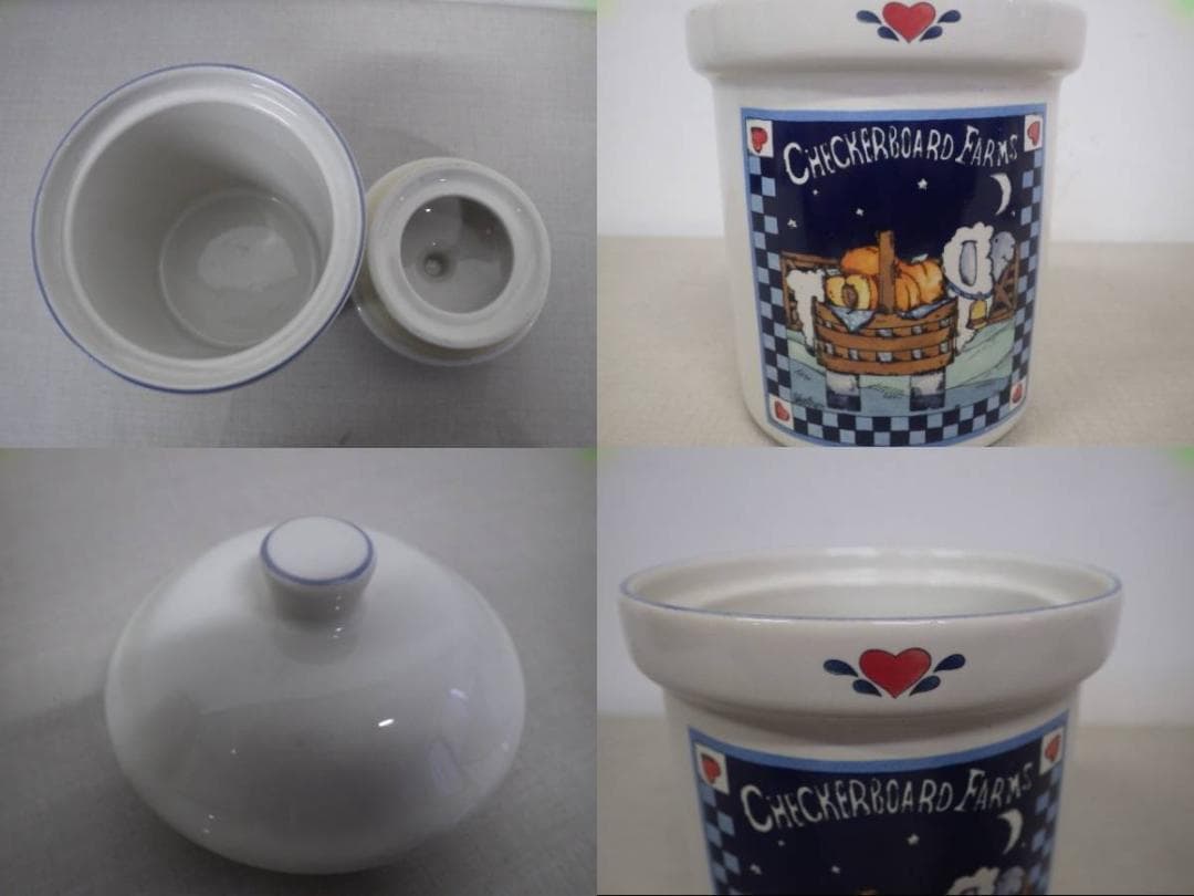 00 綺麗 陶器 キャニスター 6個セット 動物 ぶた 牛 イラスト