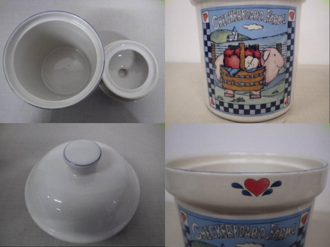 00 綺麗 陶器 キャニスター 6個セット 動物 ぶた 牛 イラスト