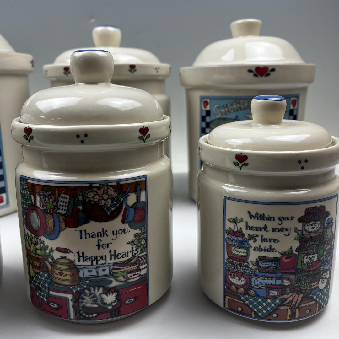 00 綺麗 陶器 キャニスター 6個セット 動物 ぶた 牛 イラスト