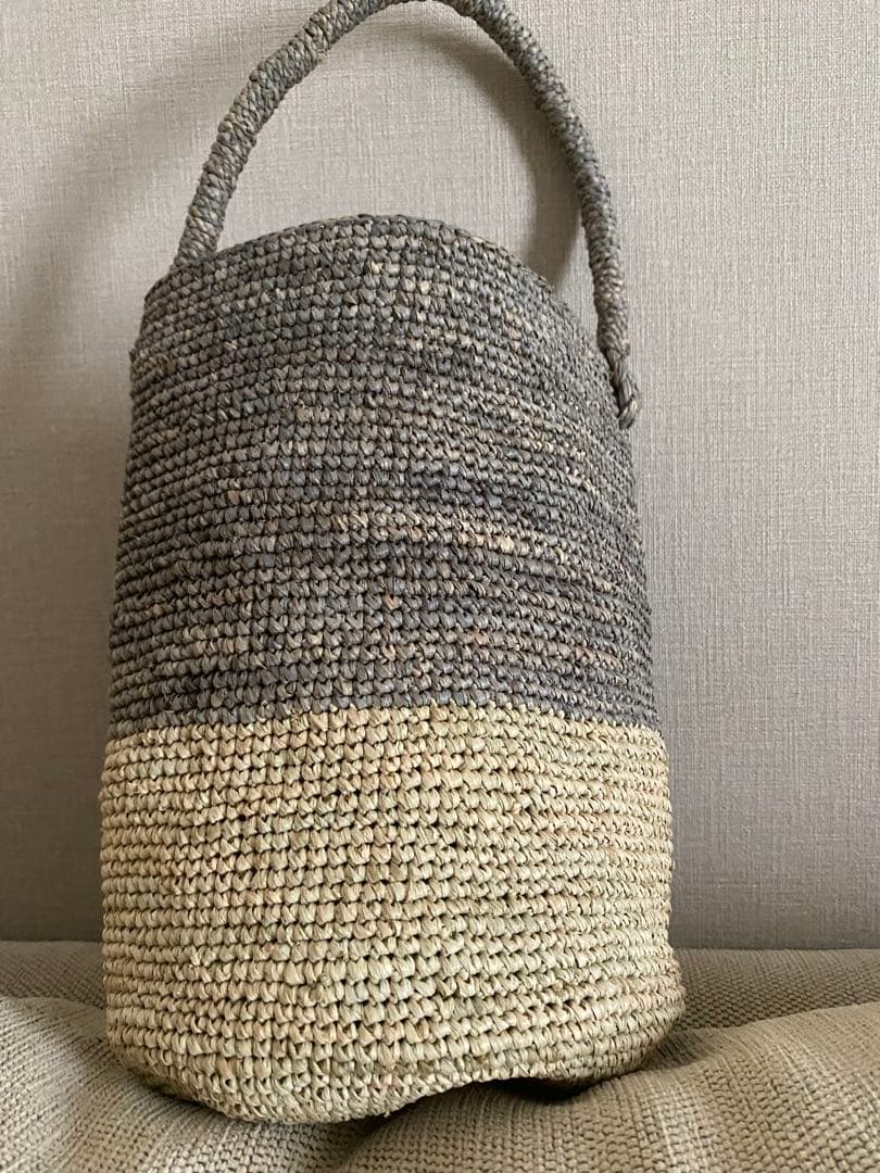未使用/MADE IN MADA かごバッグ グレー ベージュ