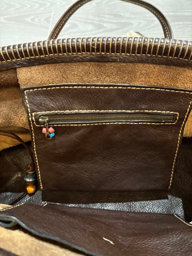 HENRY ダークブラウン レザーショルダーバッグ