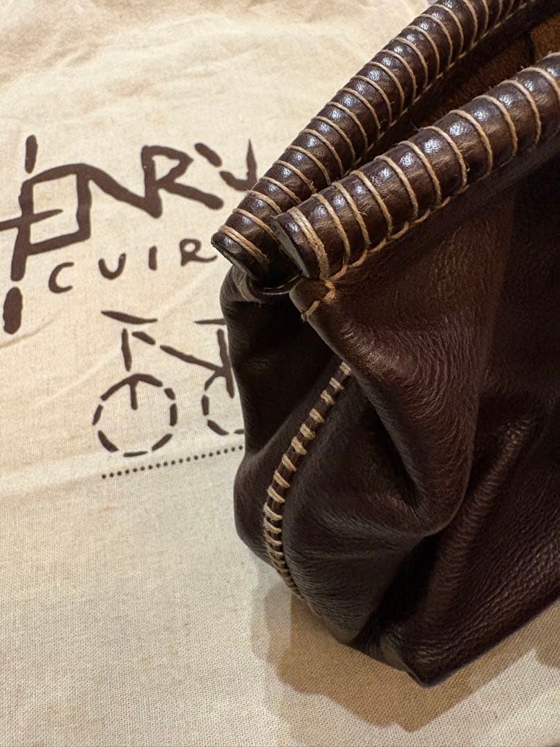 HENRY ダークブラウン レザーショルダーバッグ