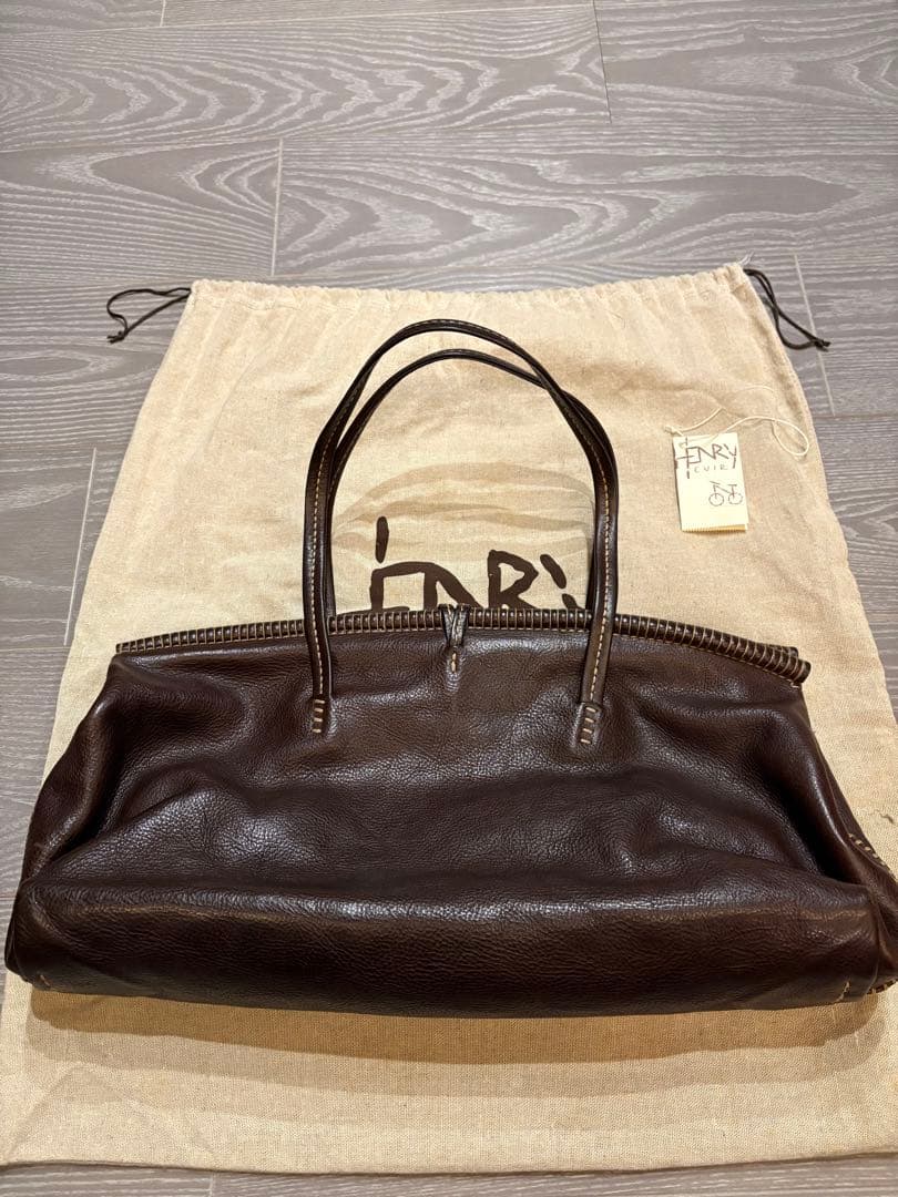 HENRY ダークブラウン レザーショルダーバッグ
