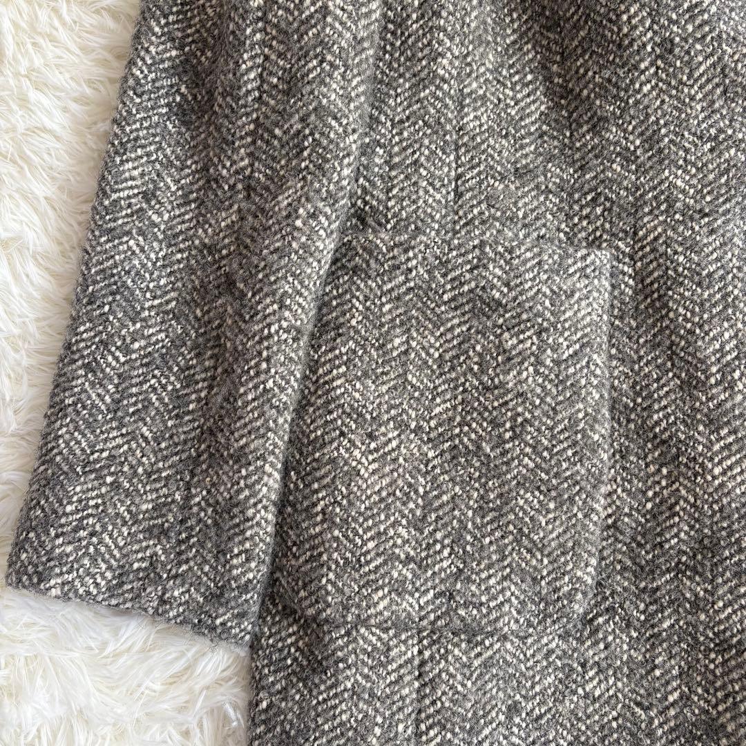 ラルフローレン　LAUREN ヘリンボーン柄 フード　コート　Lサイズ