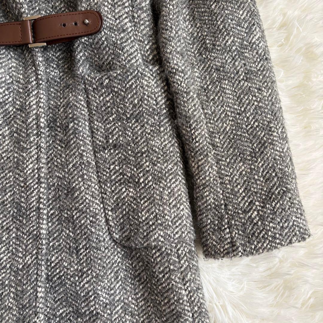 ラルフローレン　LAUREN ヘリンボーン柄 フード　コート　Lサイズ