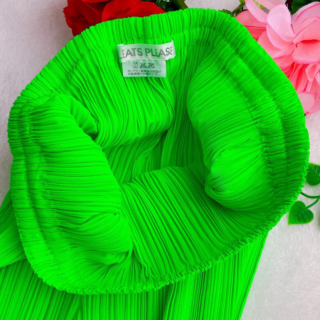 プリーツプリーズ イッセイミヤケ★ハイウエスト ビビッドカラーパンツ【極美品】