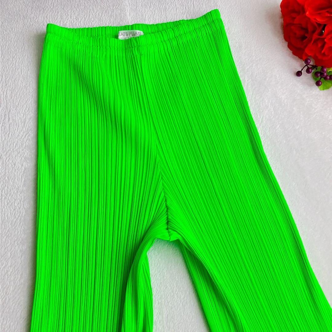 プリーツプリーズ イッセイミヤケ★ハイウエスト ビビッドカラーパンツ【極美品】