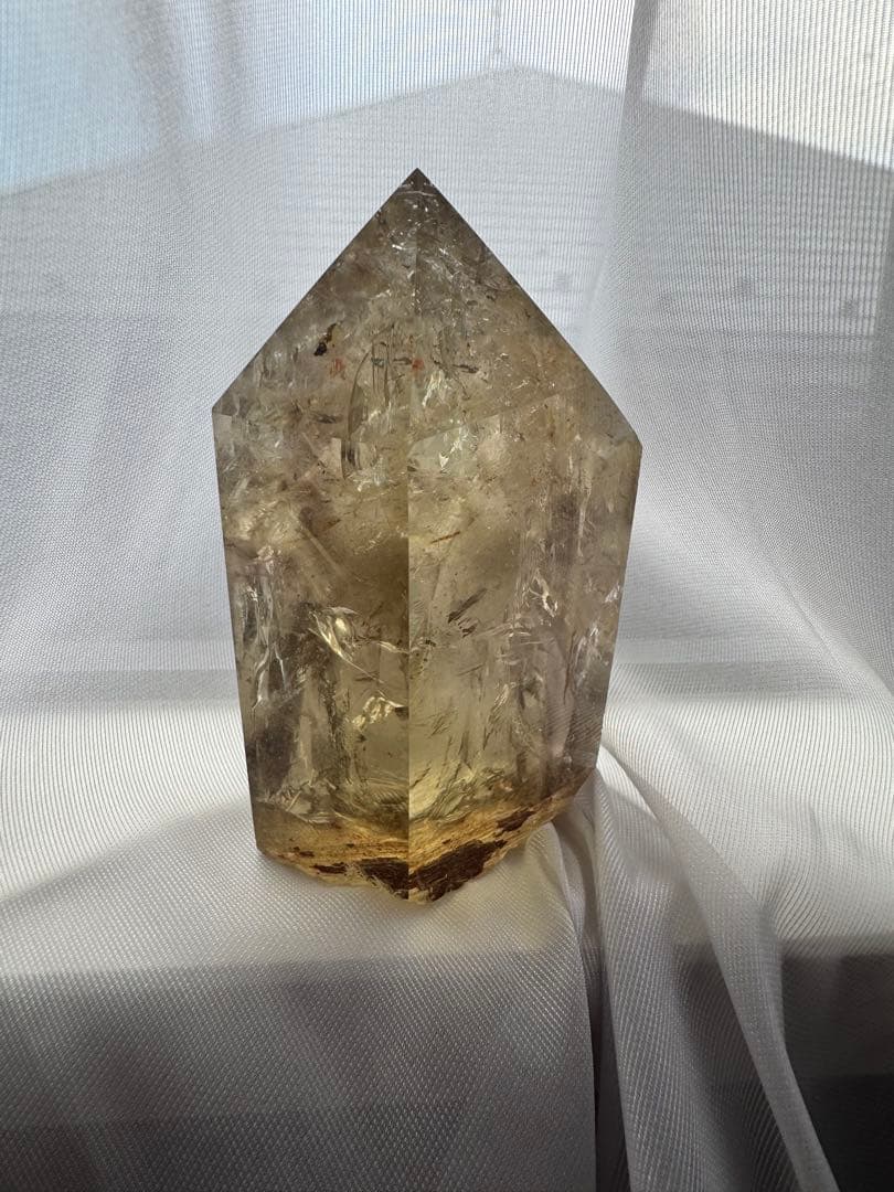 【きぃ】ナチュラルシトリン 貫入 ハーフポリッシュ自立OK