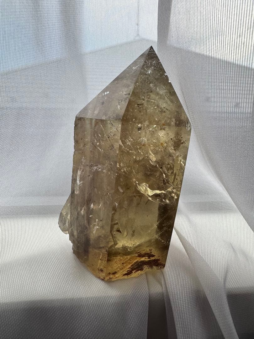 【きぃ】ナチュラルシトリン 貫入 ハーフポリッシュ自立OK