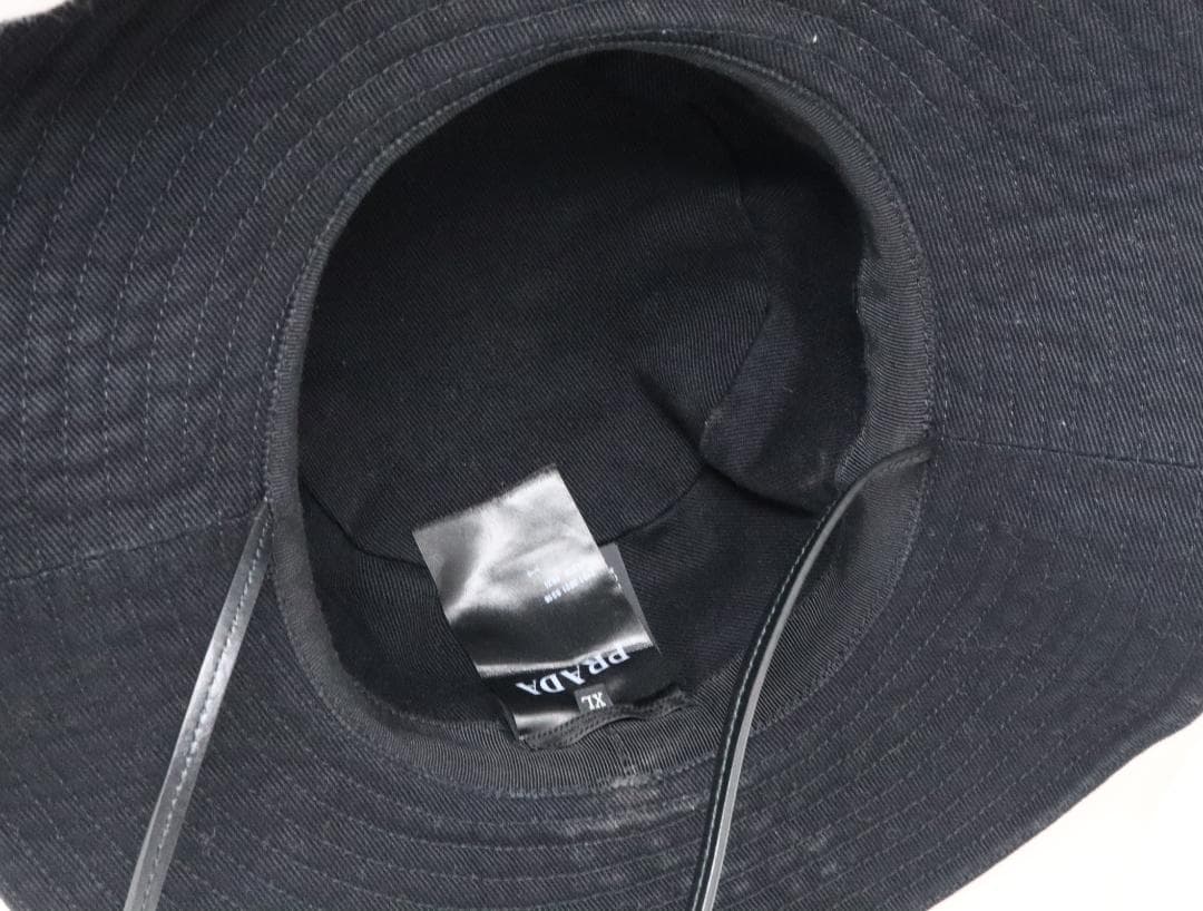 プラダ 2HC250 トライアングルロゴ ハット XL コットン ブラック