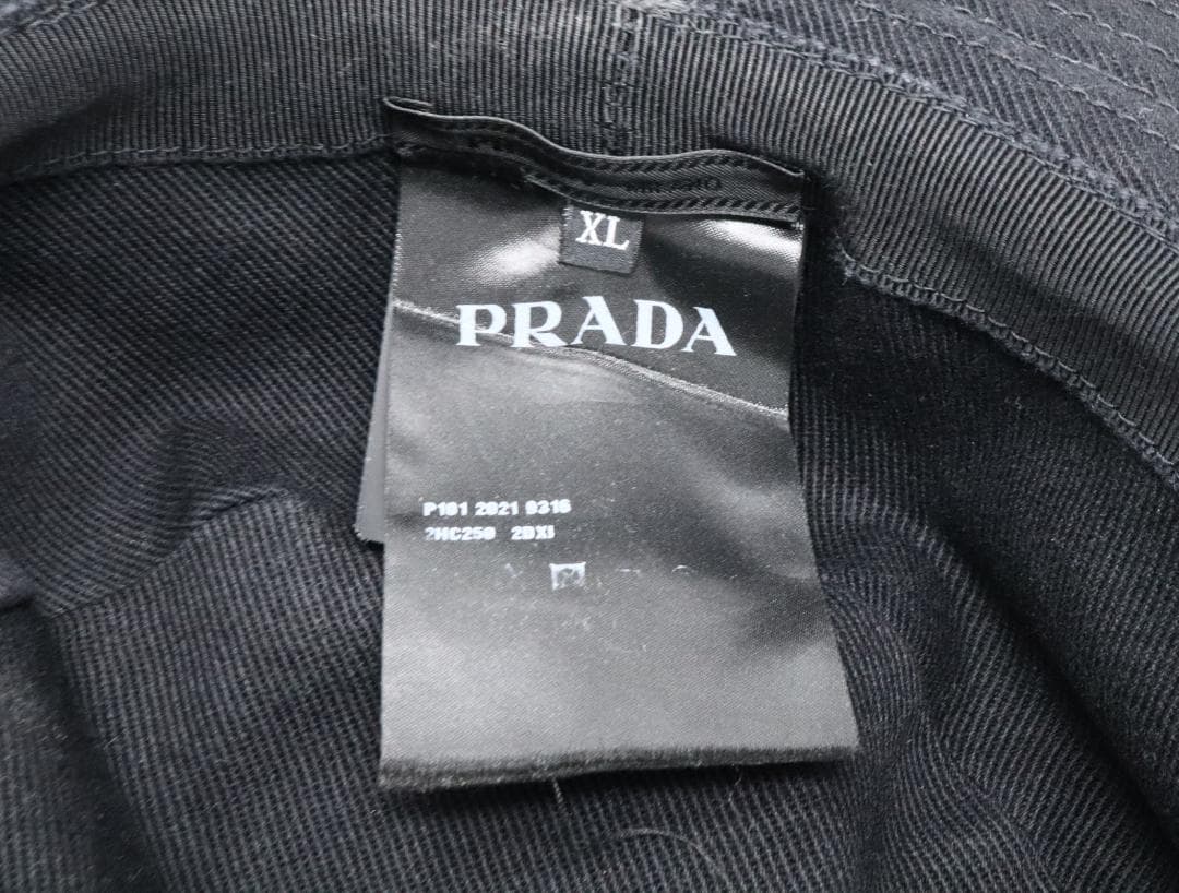 プラダ 2HC250 トライアングルロゴ ハット XL コットン ブラック