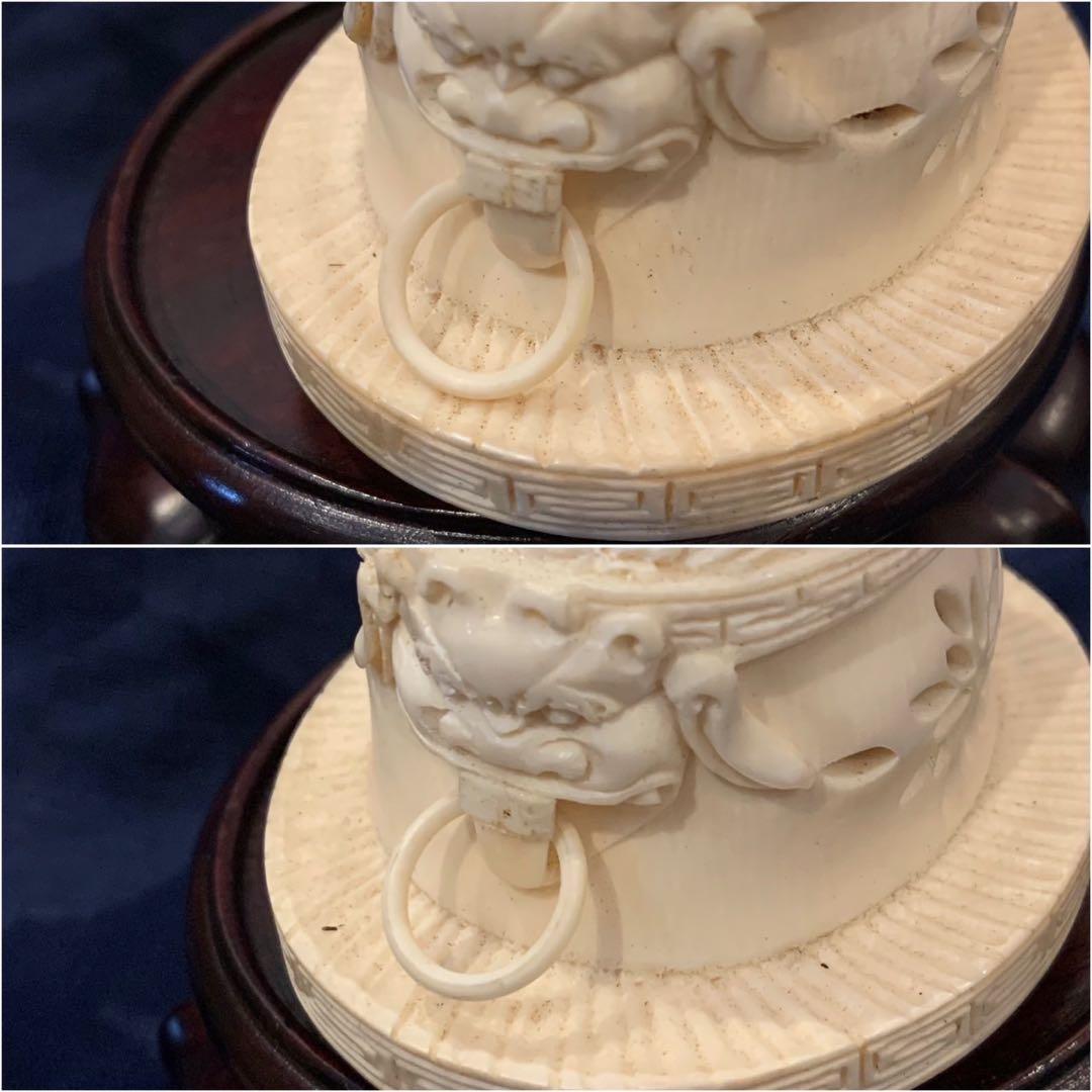 極上 天然高級素材 中国 乾隆 細密彫刻 香炉 置物