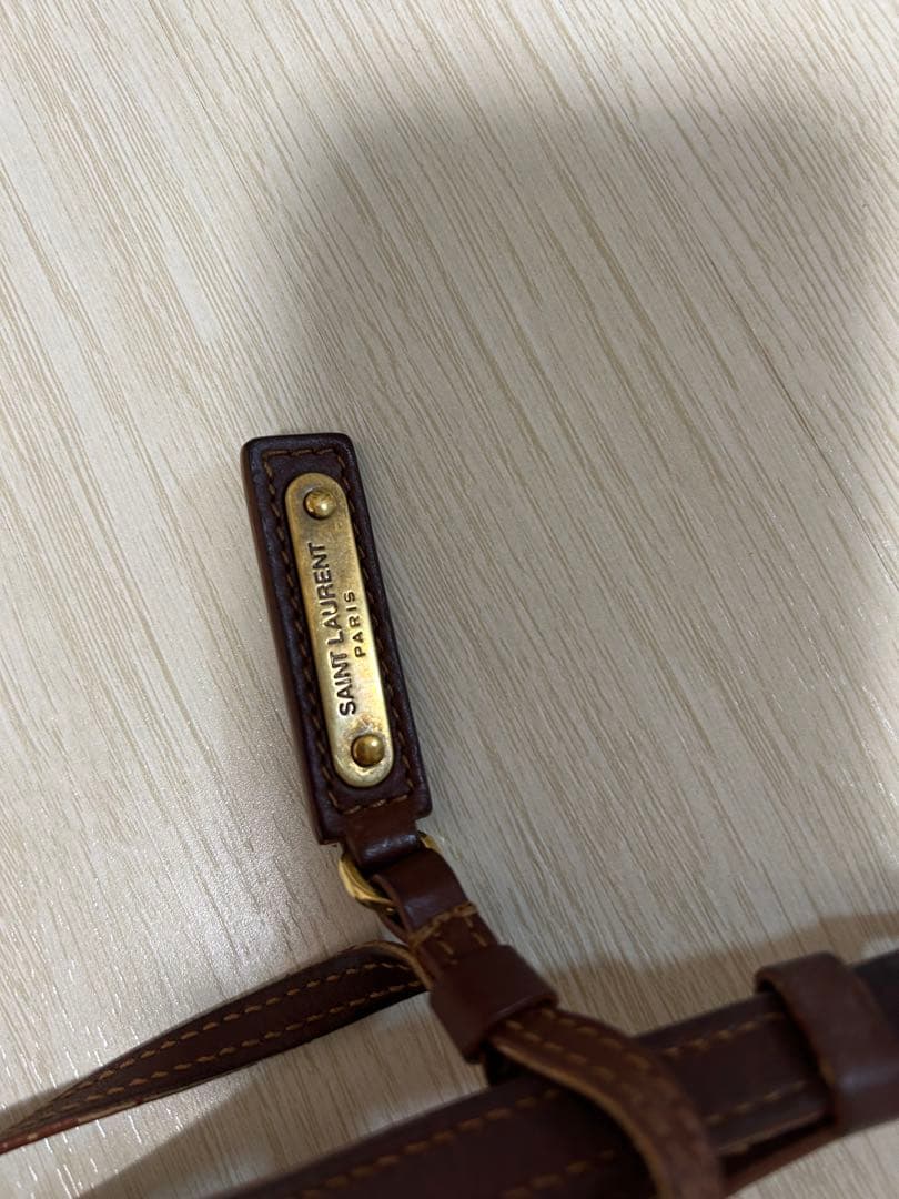 SAINT LAURENT かごバッグ ブラウン/ベージュ タッセル付き