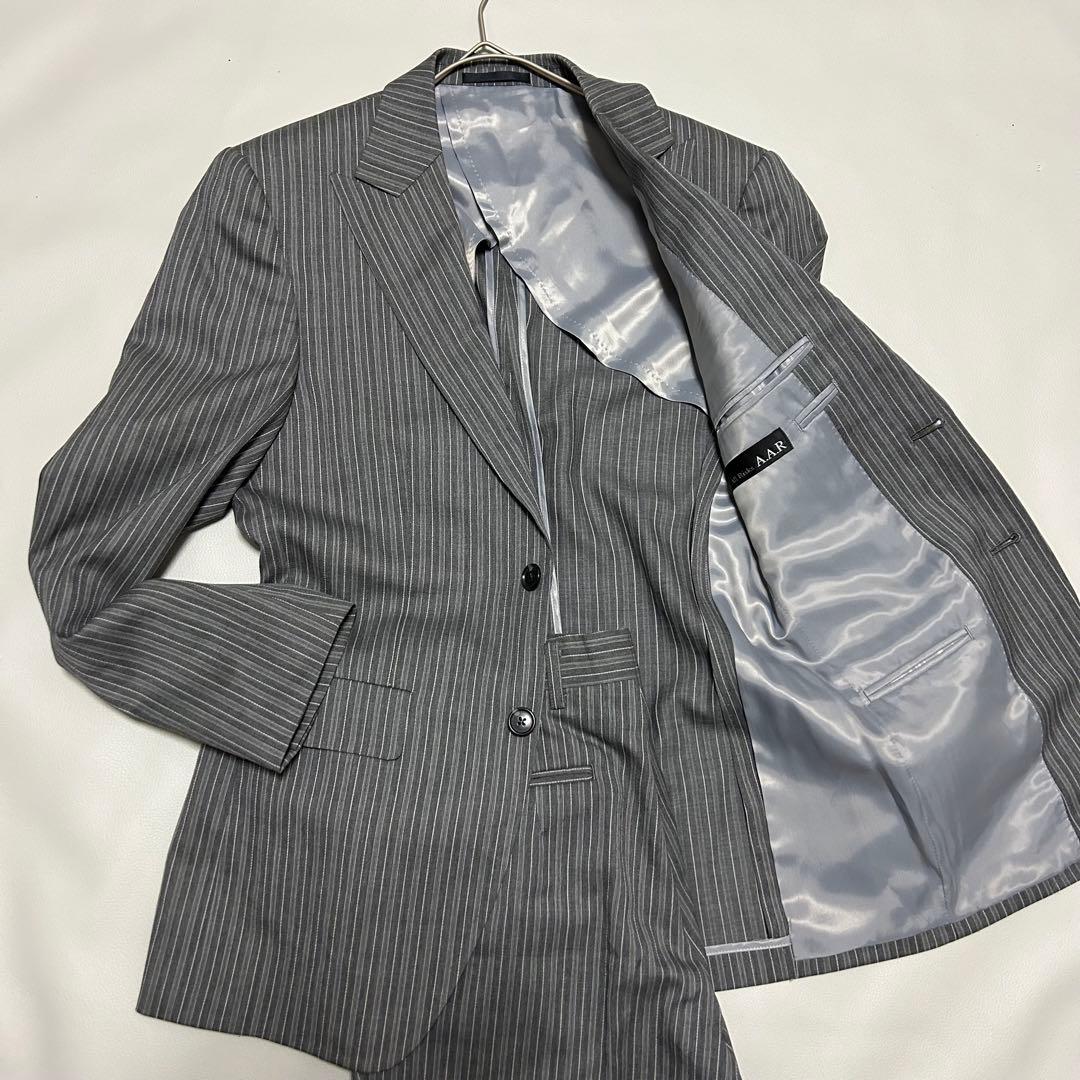美品✨ヨウジヤマモト スーツ セットアップ ストライプ 背抜き 2ボタン グレー