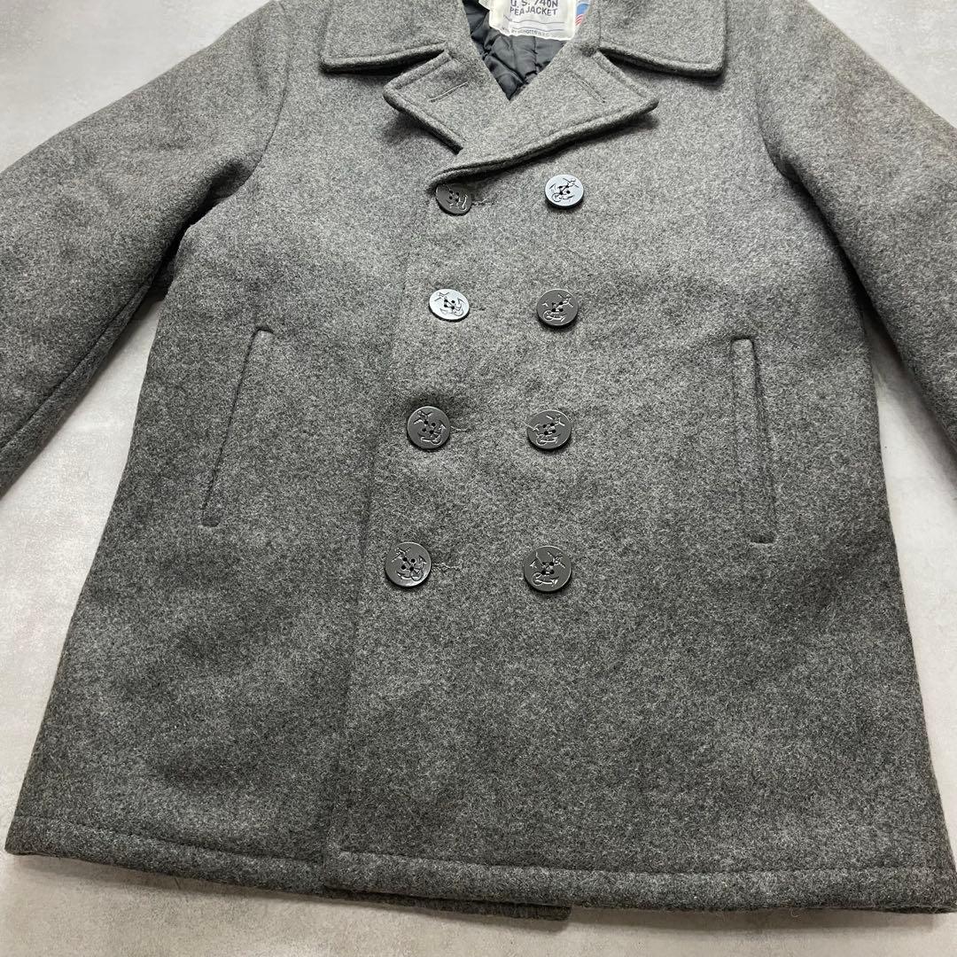 未使用級✨ショット キルティング ダブルピーコート メルトングレー L USA製