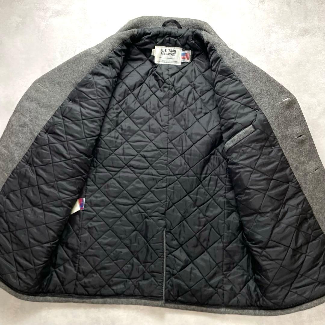 未使用級✨ショット キルティング ダブルピーコート メルトングレー L USA製