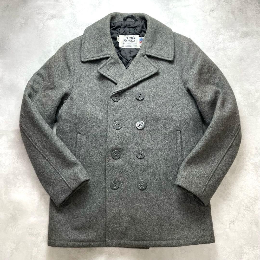 未使用級✨ショット キルティング ダブルピーコート メルトングレー L USA製