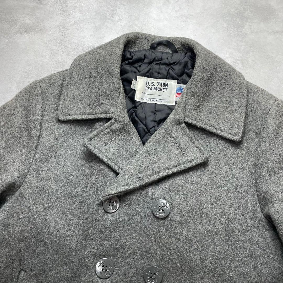 未使用級✨ショット キルティング ダブルピーコート メルトングレー L USA製