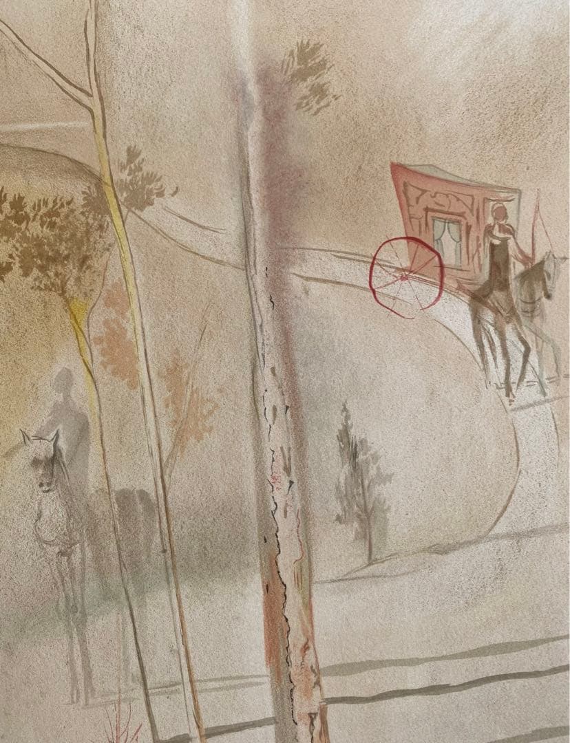 サルバドール・ダリ　リトグラフ「デュモントの到着」1969年作品　ダリ直筆サイン