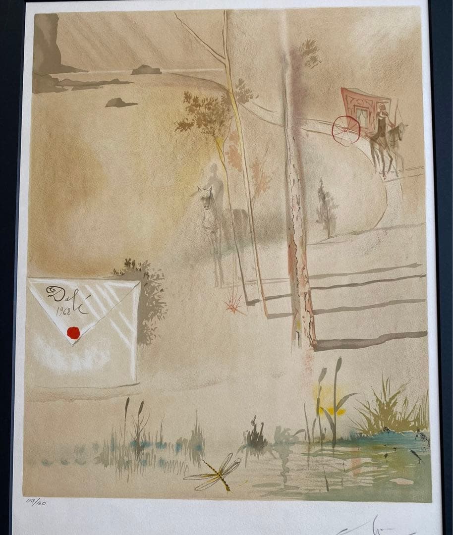 サルバドール・ダリ　リトグラフ「デュモントの到着」1969年作品　ダリ直筆サイン