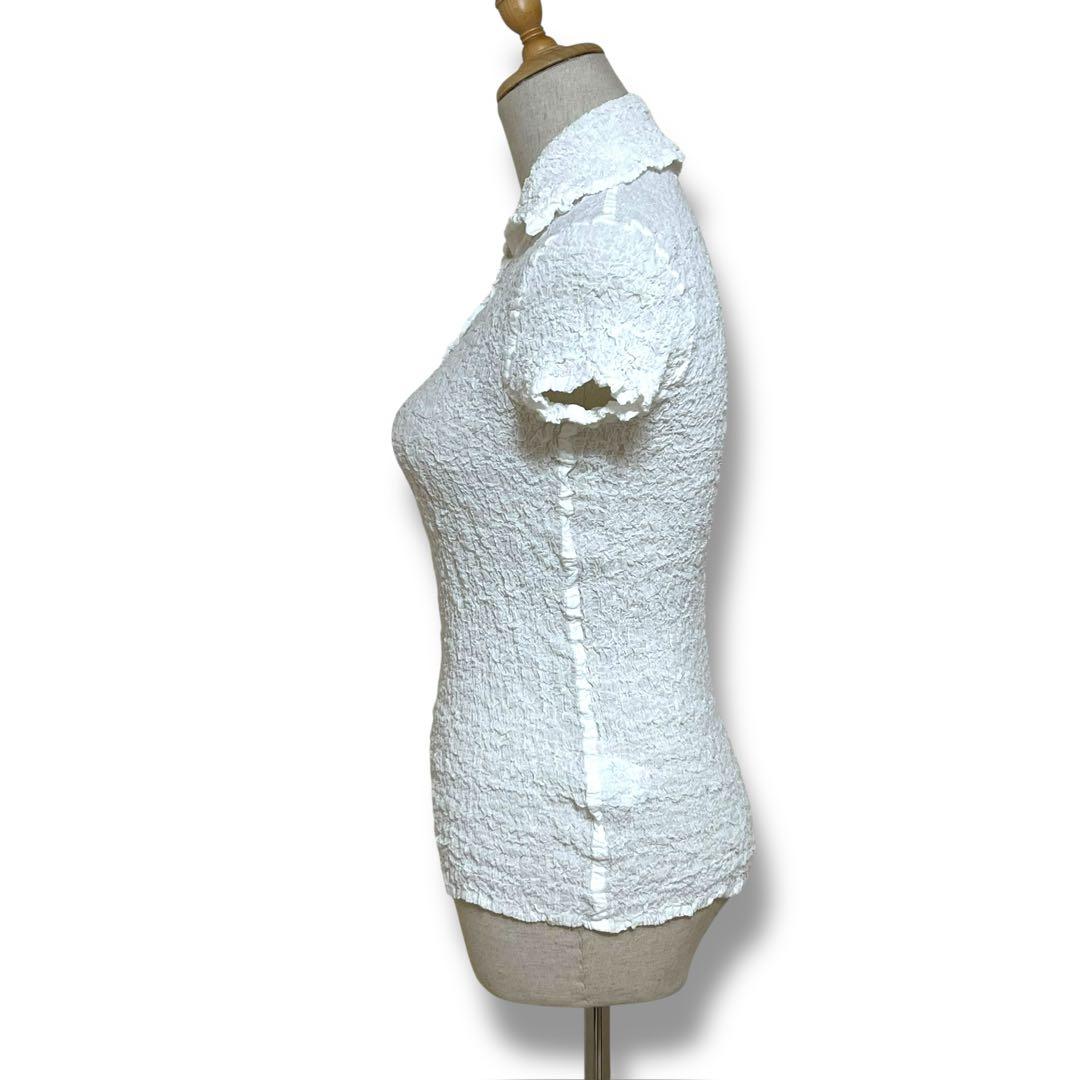 ISSEY MIYAKE me シャーリングカットソー 白　ワッフルプリーツ