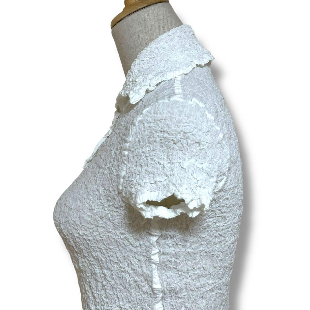 ISSEY MIYAKE me シャーリングカットソー 白　ワッフルプリーツ